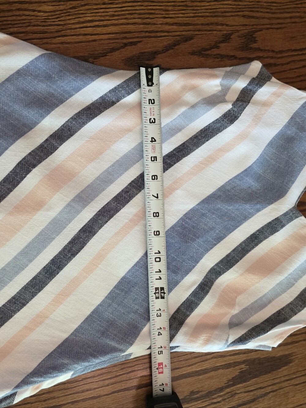 Striped Linen Blend Sleeveless Midi Dress Blue Pink White V-Neck Lined Size S - Picture 10 of 13